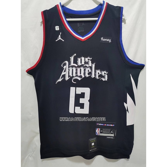 Paul George NO 13 Camiseta Los Angeles Clippers Statement 2022-23 Negro